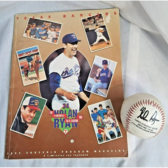Texas Rangers Other - Vintage Nolan Ryan Texas Rangers Official Program and 300 Win Replica Ball Set